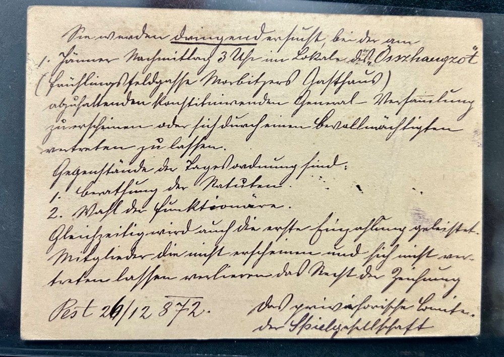 1872 Local Post card Pest Hungary