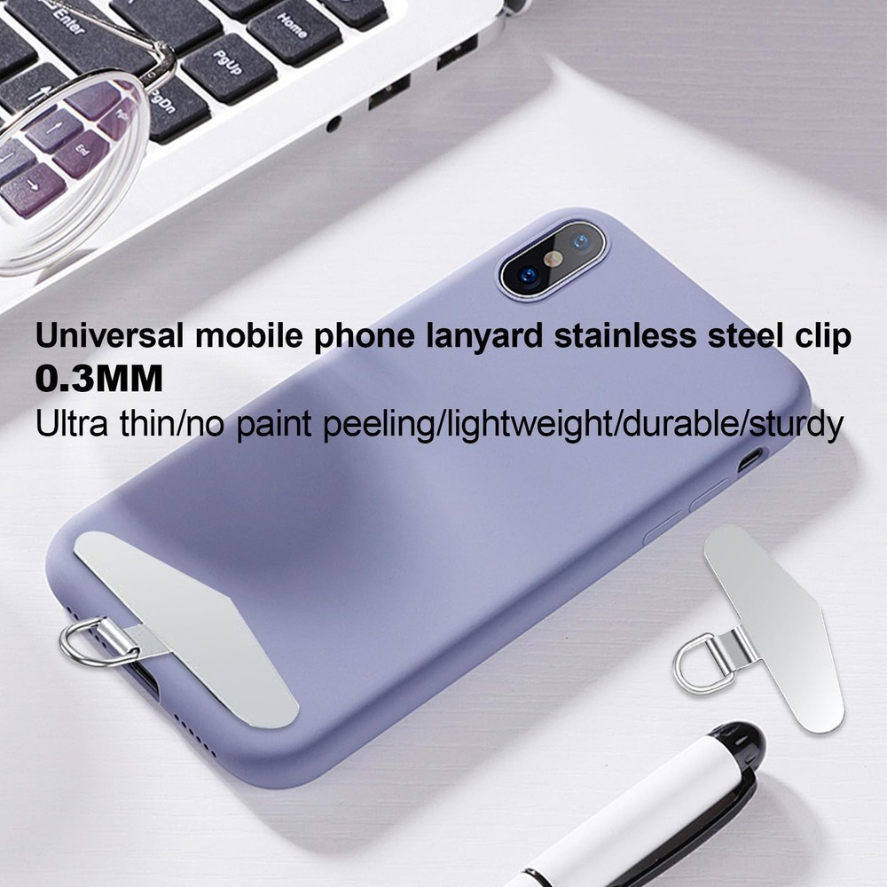 Vestoryyer 4Pcs Phone Tether Tags,Metal Strap NO, White