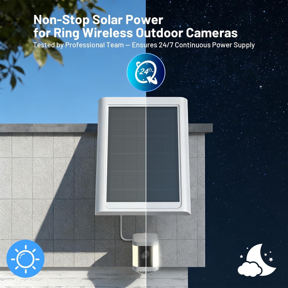 Solar Panel for Ring Camera – Compatible with Stick 2.4W-1 Pack, White