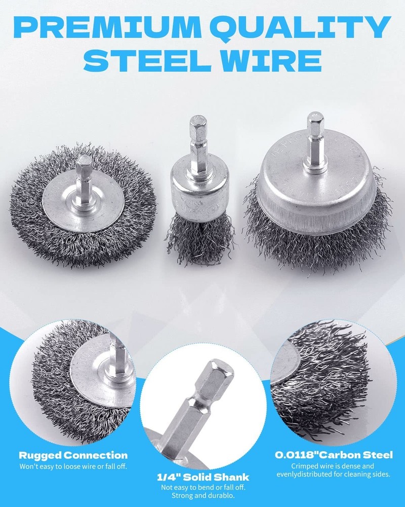 30 Pack Carbon Steel Wire Brush Set