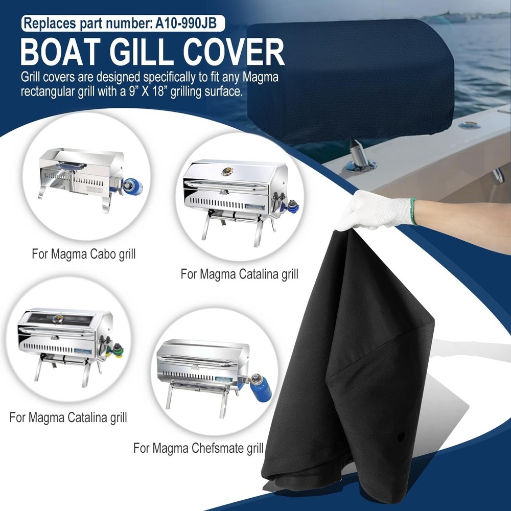 A10-990JB Rectangular Grill Cover for Magma Marine Rectangular Waterproof,