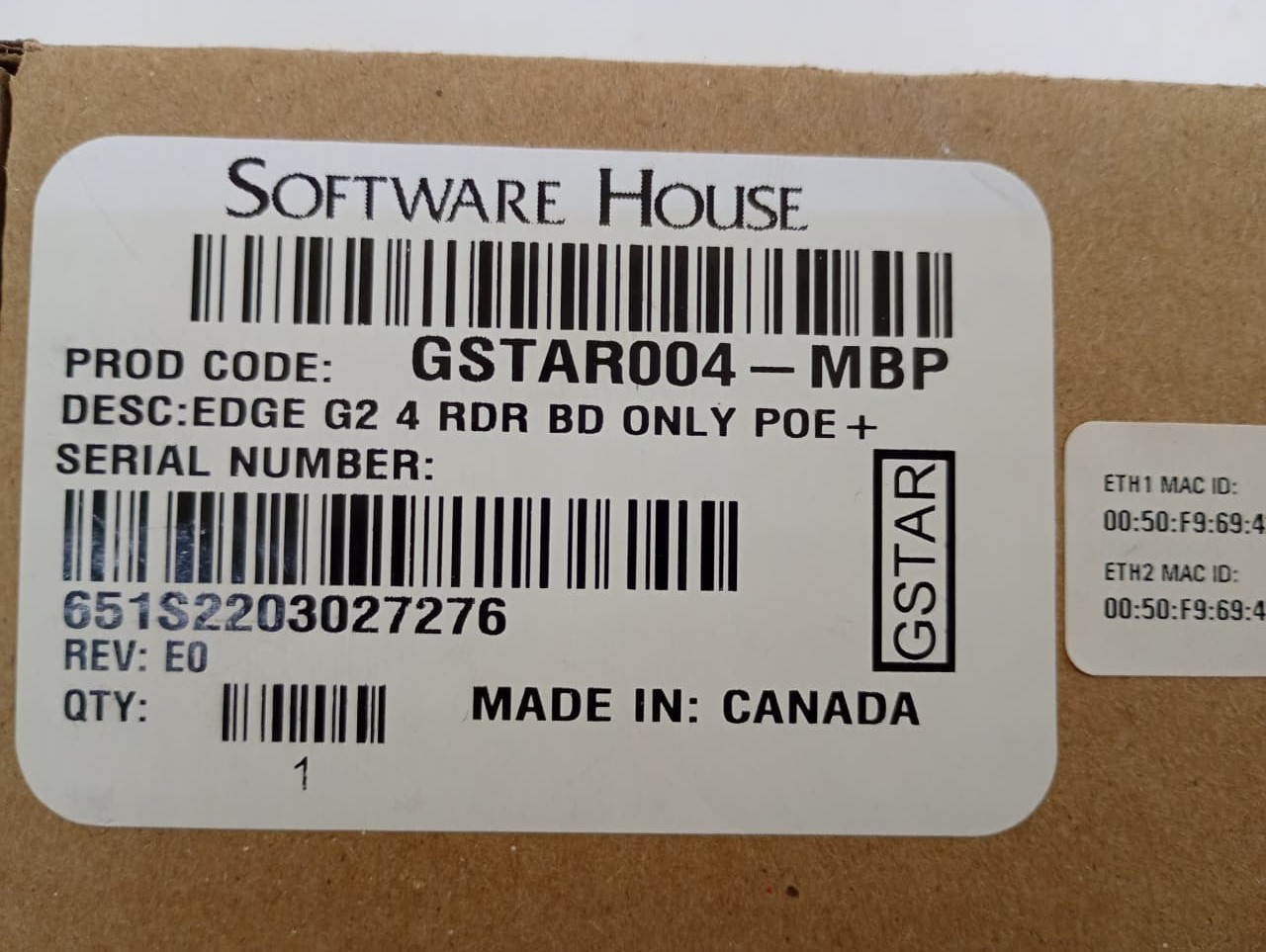 Software House / iSTAR Edge G2 door controller / GSTAR004-MBP / 651S2203027276