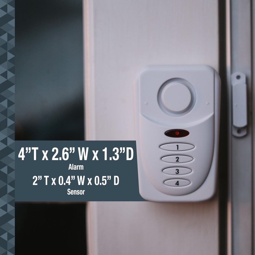 Sabre Elite Wireless Door Alarm with Exit/Entry Delay Mode, Home Mode & White