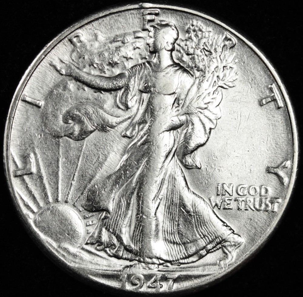 1947-d Walking Liberty Half.  A.U. (Inventory A)