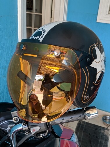 Open Face Helmet Bubble Visor Vintage Retro 3/4 Helmets Face Shield Len 3-Snap