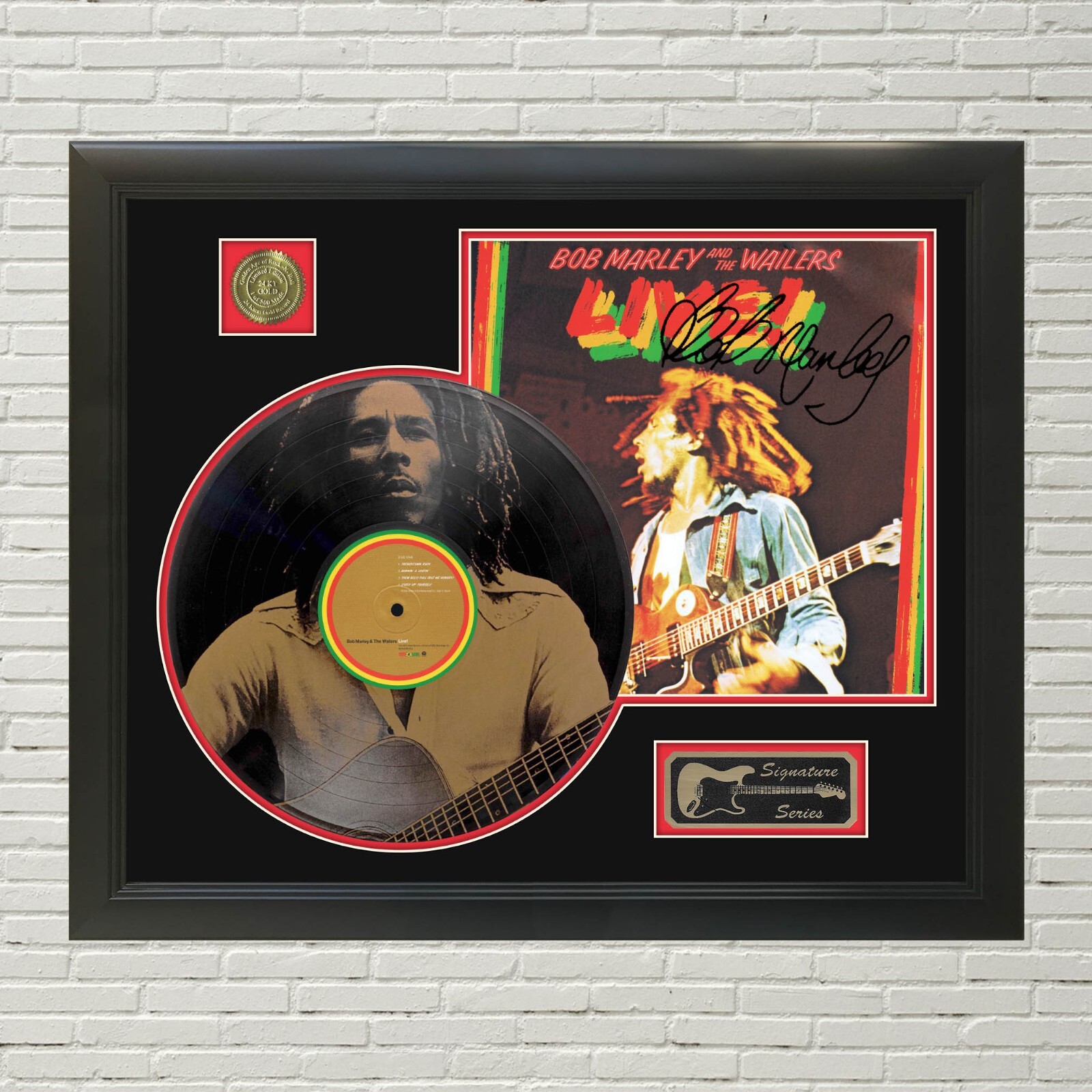 Bob Marley Laser Etched Black Vinyl Record Reproduction Signed LP Display 2