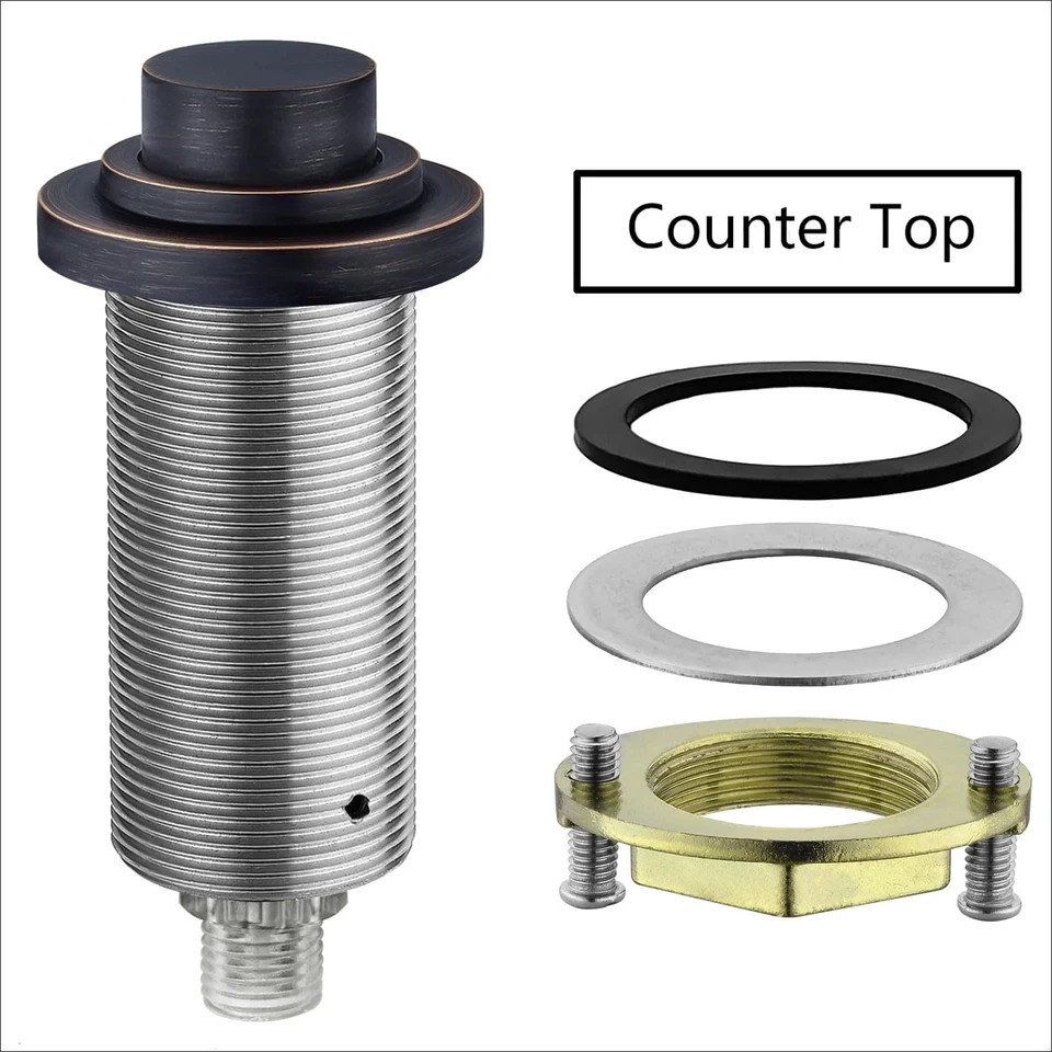 SinkTop Air Switch Kit (Long Full Brass Button) for Garbage Disposal, Cordles...