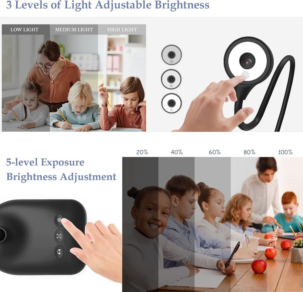 All-in-One USB Document Camera & Webcam with Auto Focus for Seamless Learning