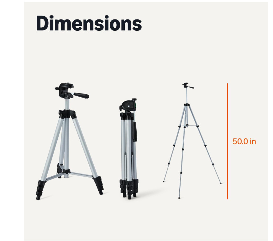Lightweight Camera Tripod Mount with Tablet & Phone Holder Height Adjustable
