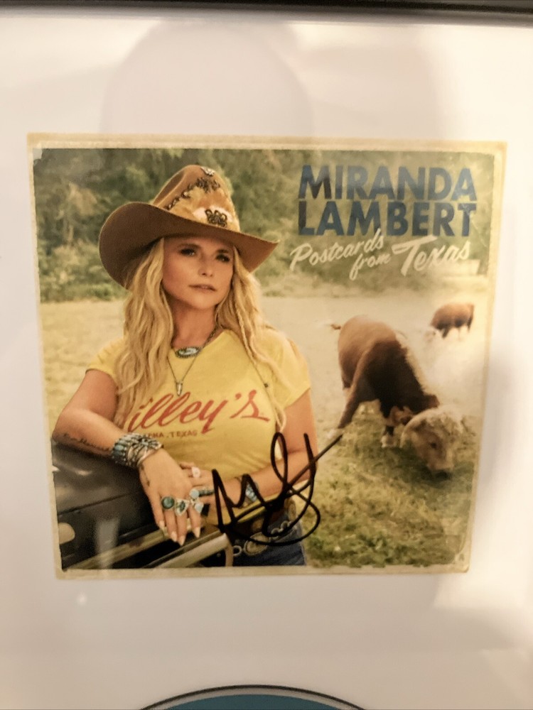 MIRANDA LAMBERT SIGNED POSTCARDS FROM TEXAS CD ART CARD FRAMED