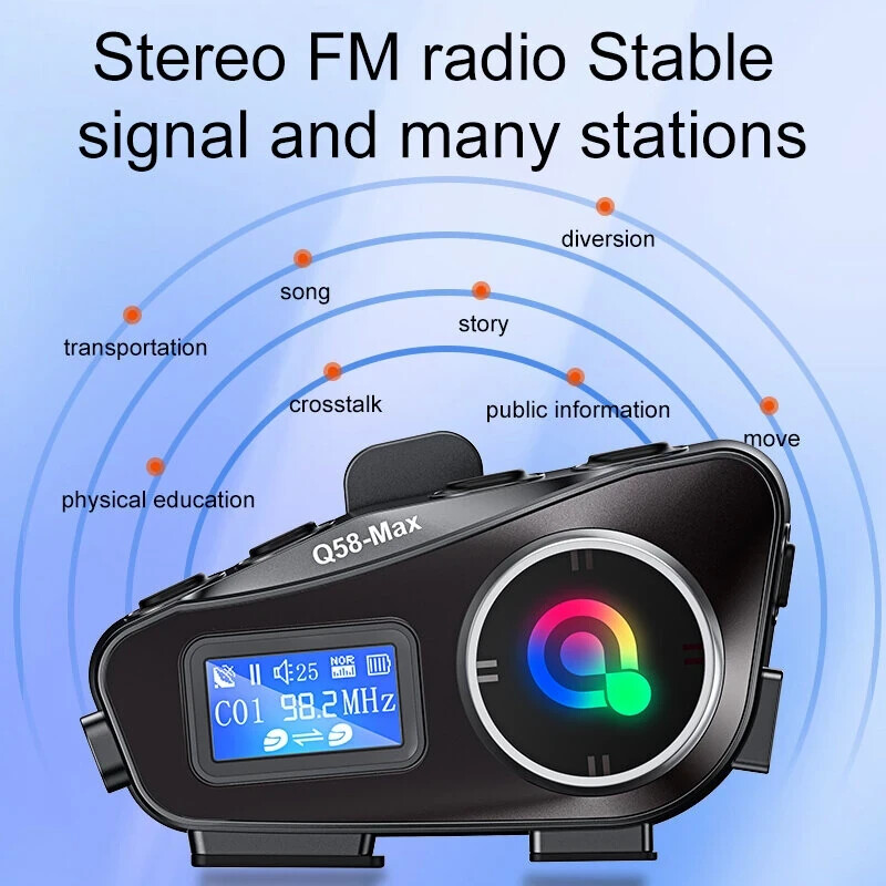 Q58MAX Motorcycle Helmet Mixing Intercom Helmet Bluetooth Headset LCD Display