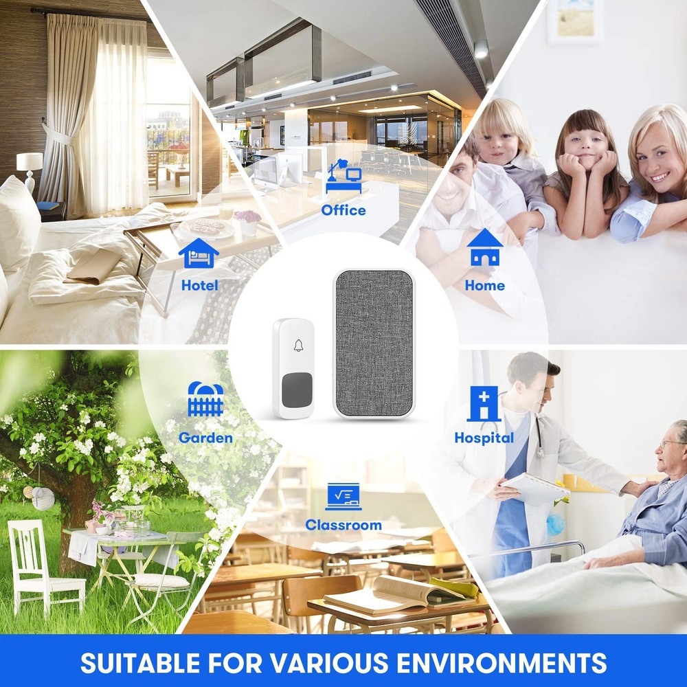 Wireless Doorbell, Remote Door Bell Ringer Wireless Long Range 1300FT with Fa...