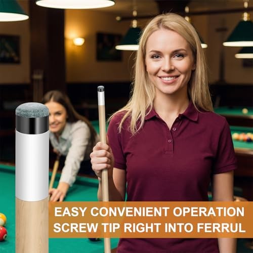 20Sets Billiard Cues Tips Replacement with White Pool Cue Stick Ferrules,