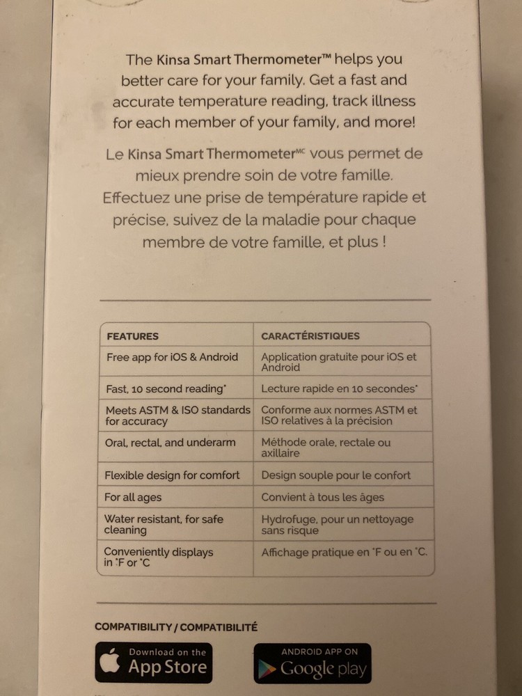 Kinsa Smart Thermometer - For Android & iOS (No Battery Required) Not Used