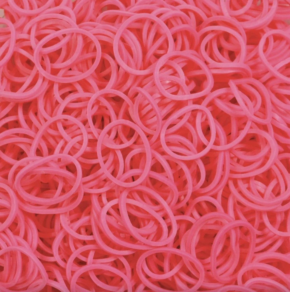 Pink Rubber Bands with 24 C-Clips 600 Count