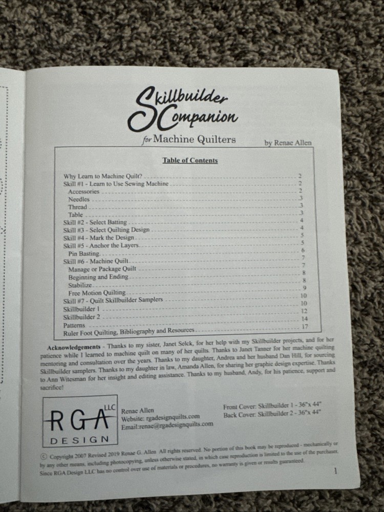 Skillbuilder Companion for Machine Quilters Renae Allen