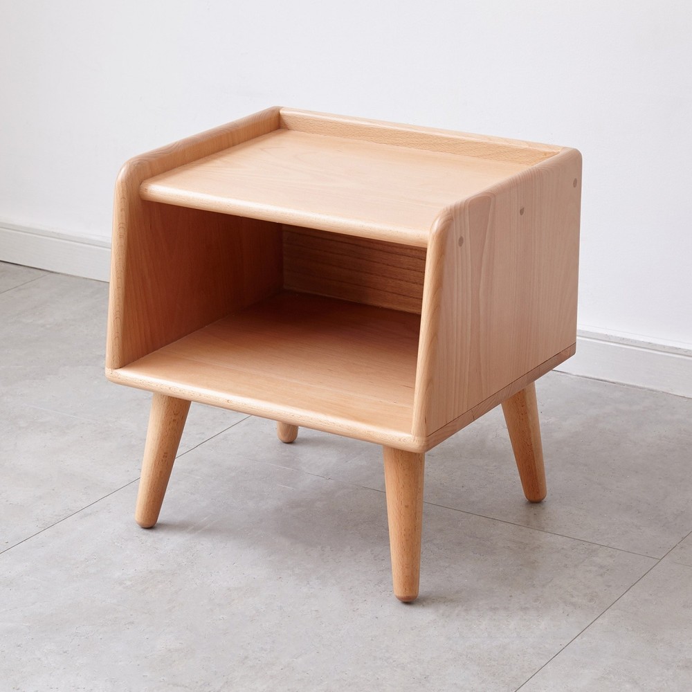 Modern Solid Wood Simple Nightstand Bedside Cabinet Side End Table with Storage