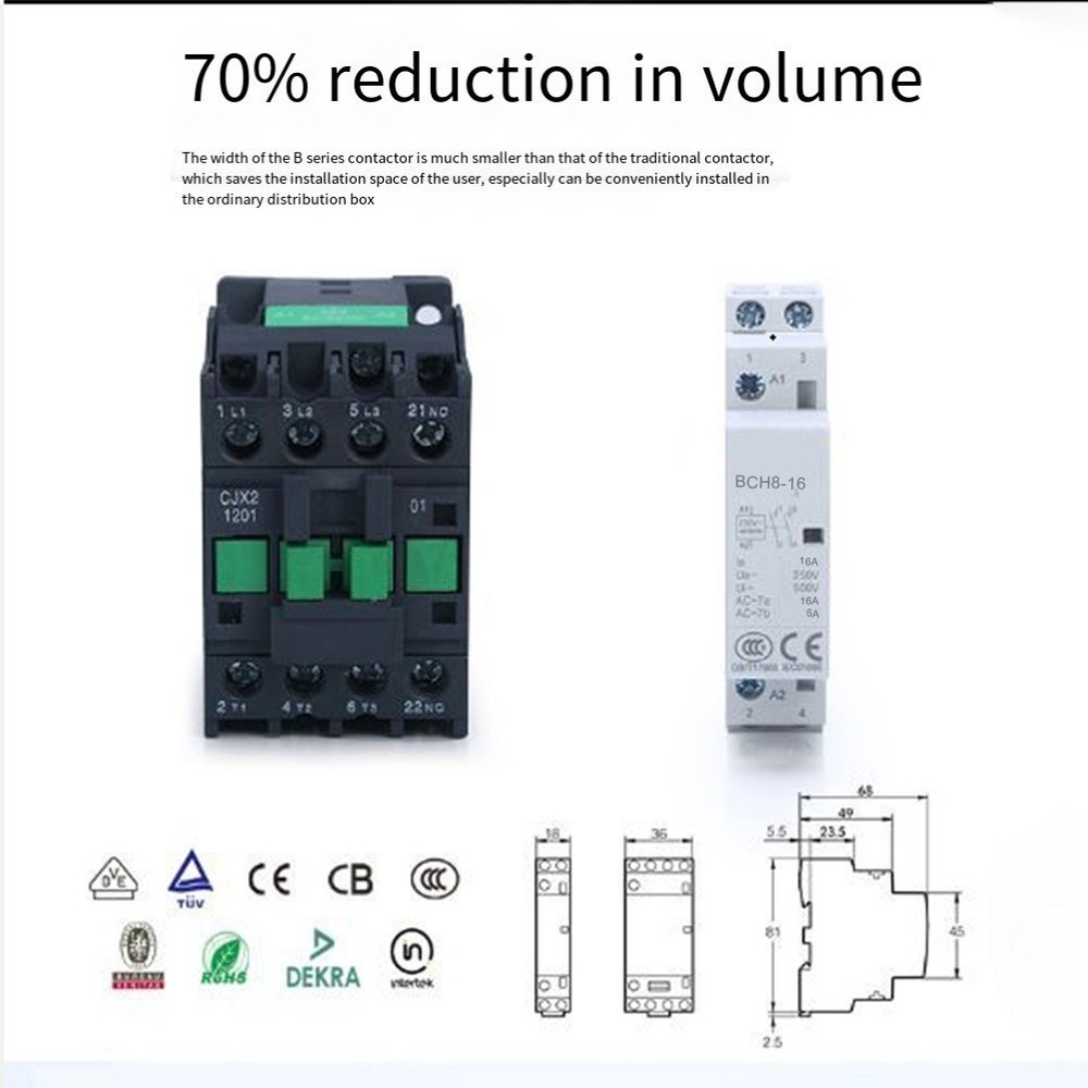 Household Contactor AC230V 2P 16A 2NO Rail Mounting Modular Contactor Automatic