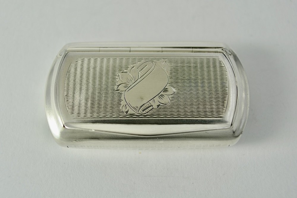 Antique Rectangular Sterling Silver Snuffbox Guilloche Hallmarks France 19th