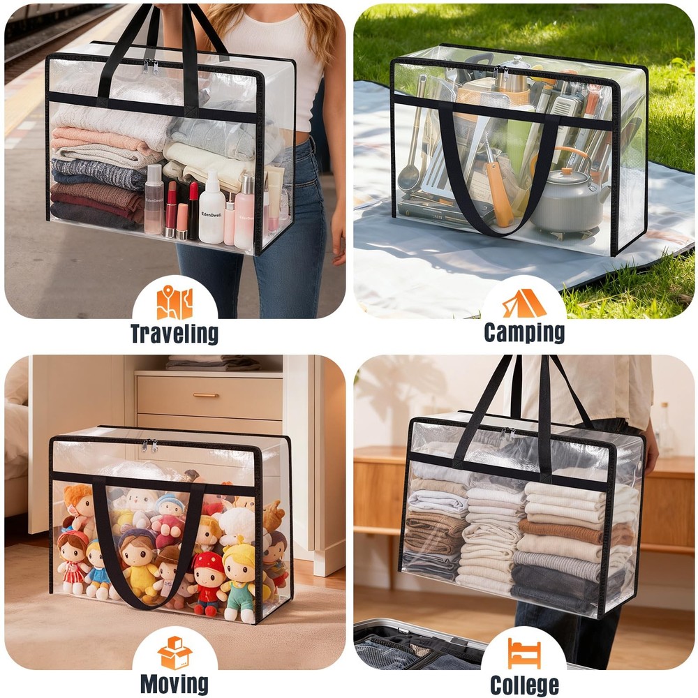 EdenDwell Clear Under Bed Storage Containers - 4 Pack Large Capacity Clothes Sto