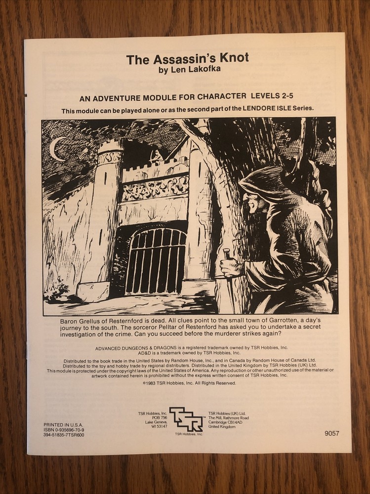 NM+! L2 THE ASSASSIN'S KNOT 1983 Dungeons & Dragons 1st Edition Module