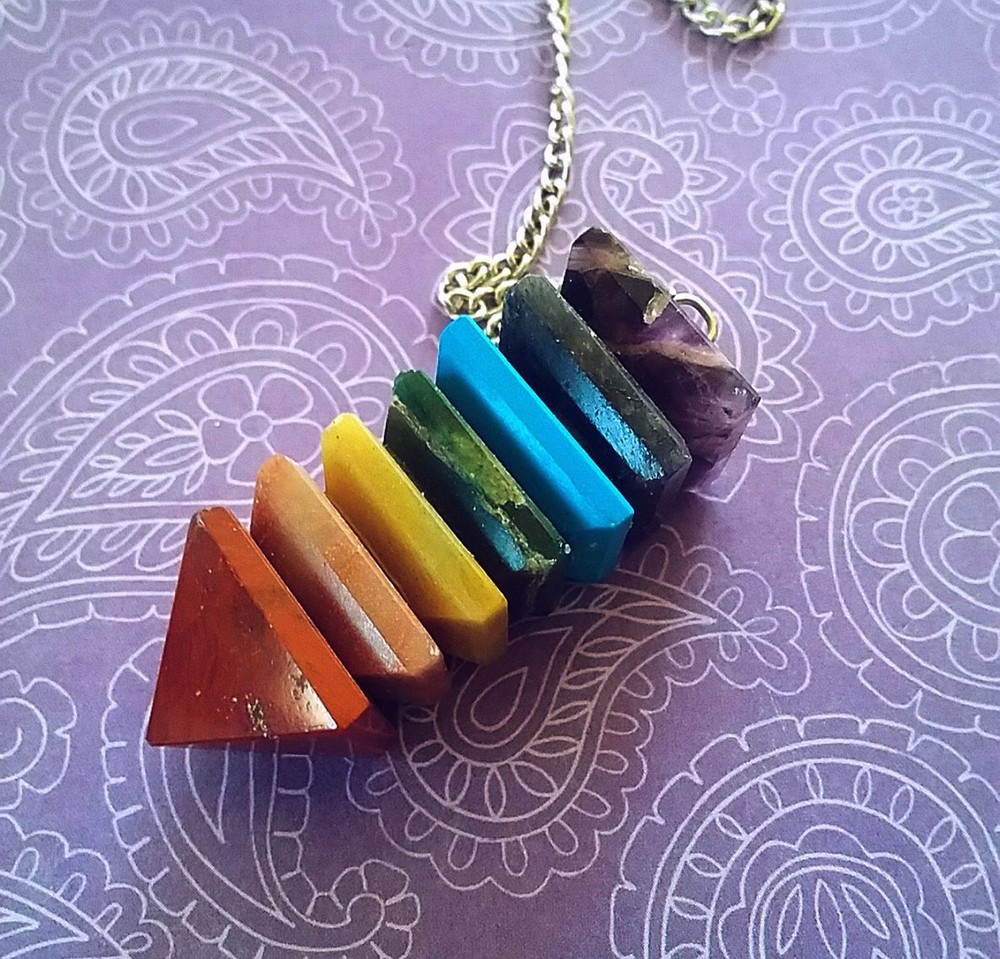 CHAKRA DOWSING PENDULUM, 7 Layer CHAKRA CRYSTAL PENDULUM, PYRAMID PENDULUM