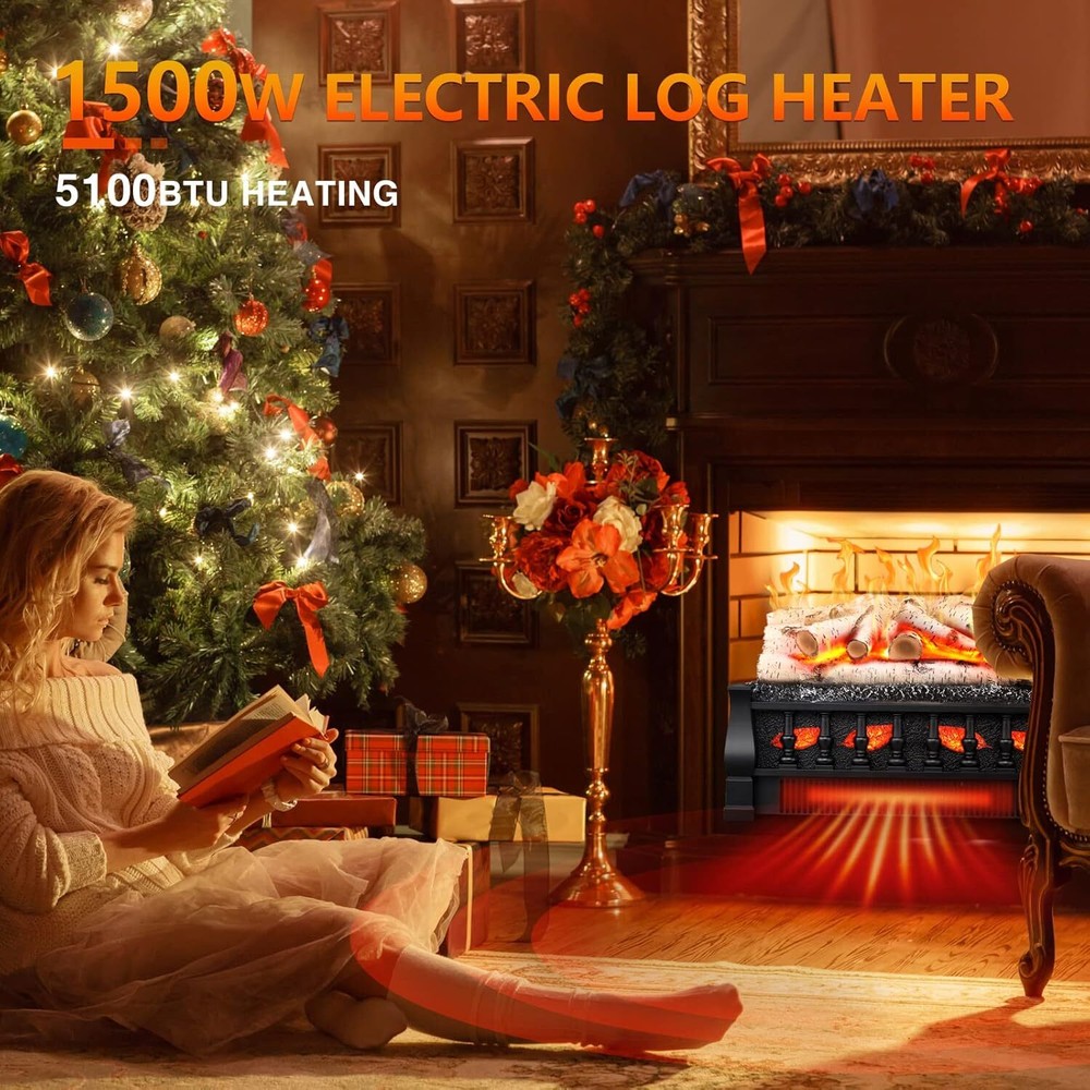 Electric Fireplace Insert Heater 21" W, 5 Flame Brightnes and Speed Mode, Remote