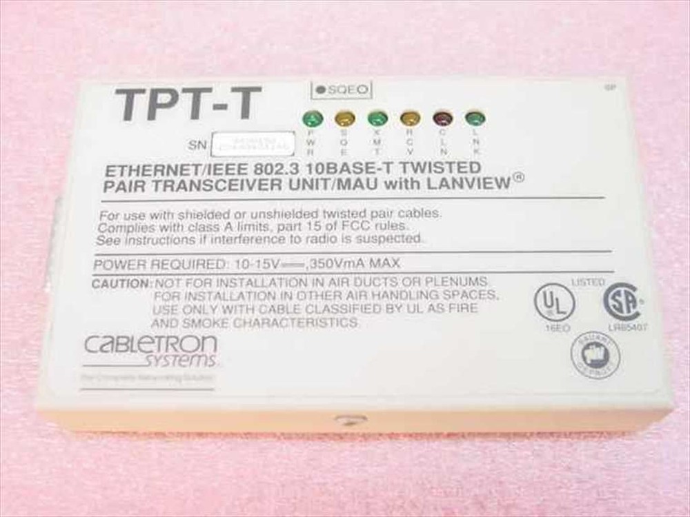 Cabletron TPT-T Ethernet Network Adapter Twisted Pair Transceiver with Lanview