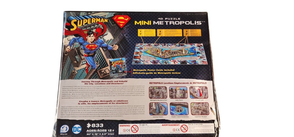 4D Cityscape Superman Mini Metropolis 3D Time Puzzle DC Comics NEW DMG PKG