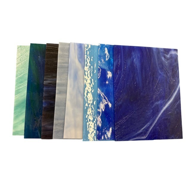 Stained Glass Sheets -  6"x8" - 8 Blue Glass Pack
