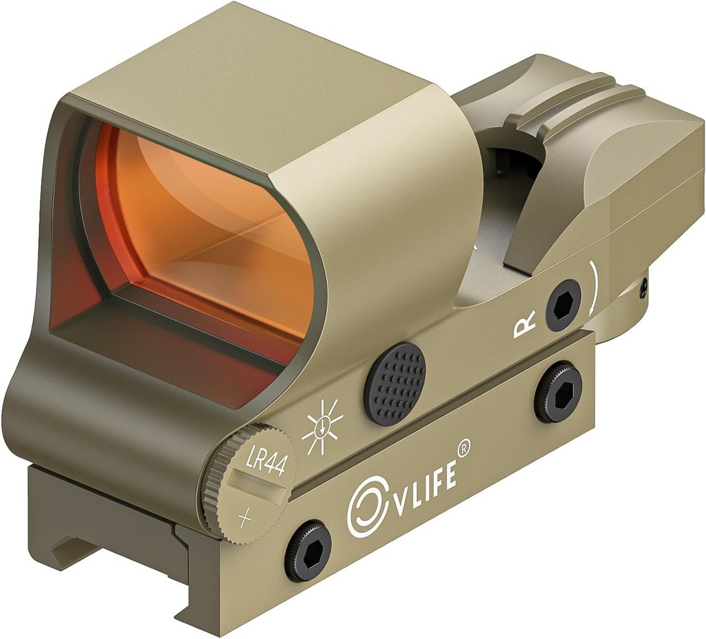 CVLIFE Reflex Sight, 1x28x40mm Red Dot 4 Adjustable Reticles Sand