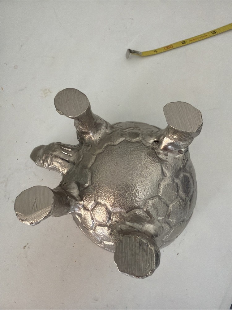 Turtle Tortoise Silver Metal Figurine And Container