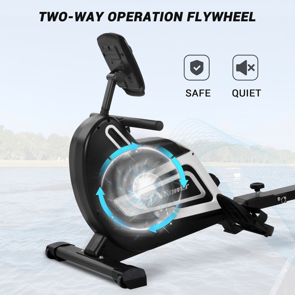 Folding Magnetic Rowing Machine w/ 14 Level Resistance Adjustable Tablet Holder
