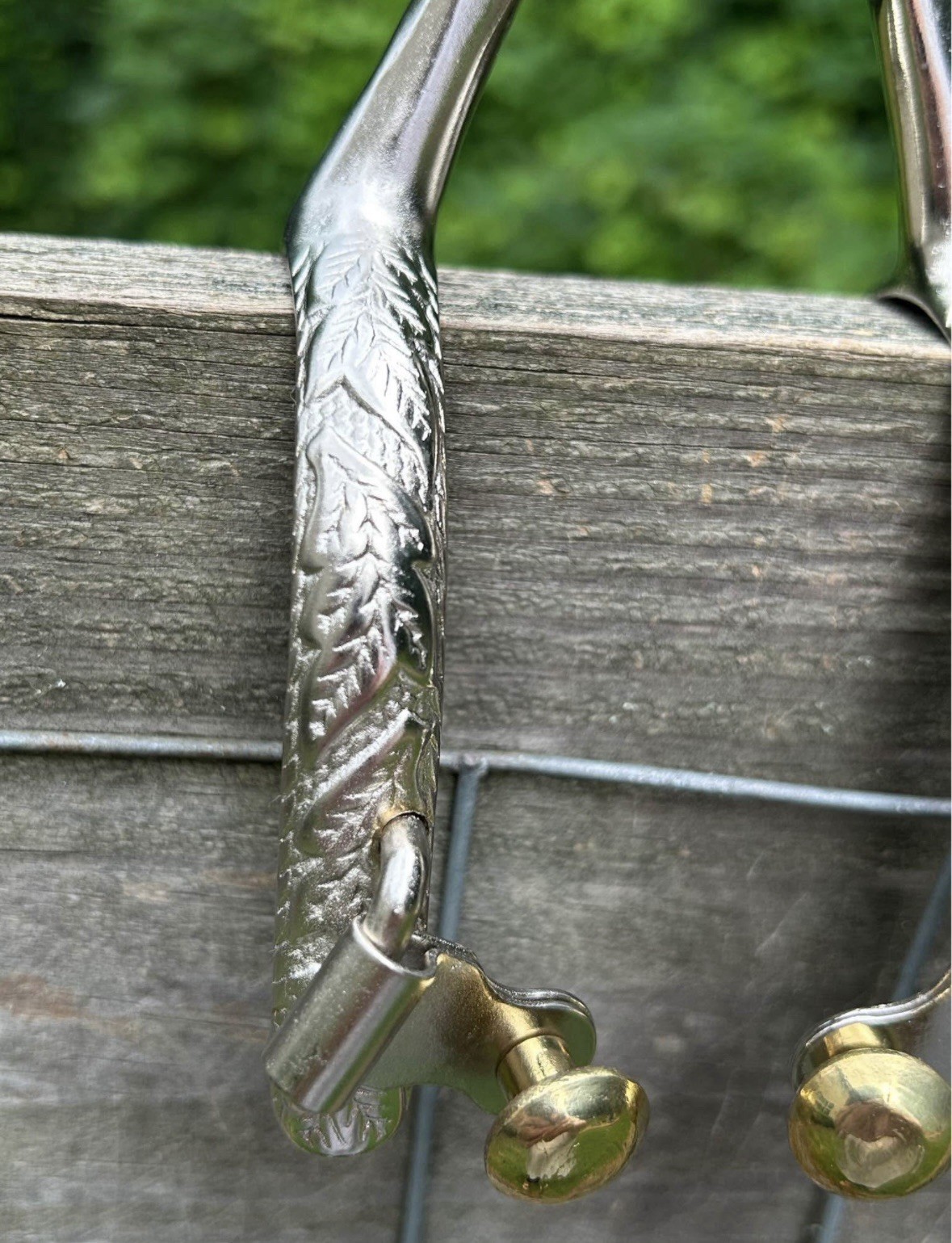 Pair Ladies Western Engraved Stainless Steel Spurs Brass Rowels And Buttons