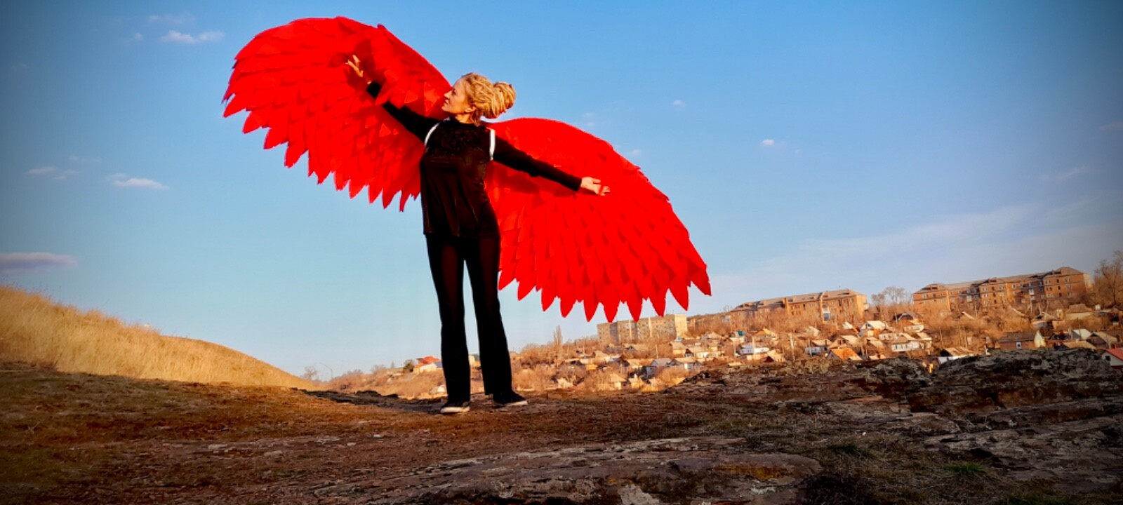 Red Angel Wings Costume Moveable Wings Red Adult Wings Cosplay Halloween Costume