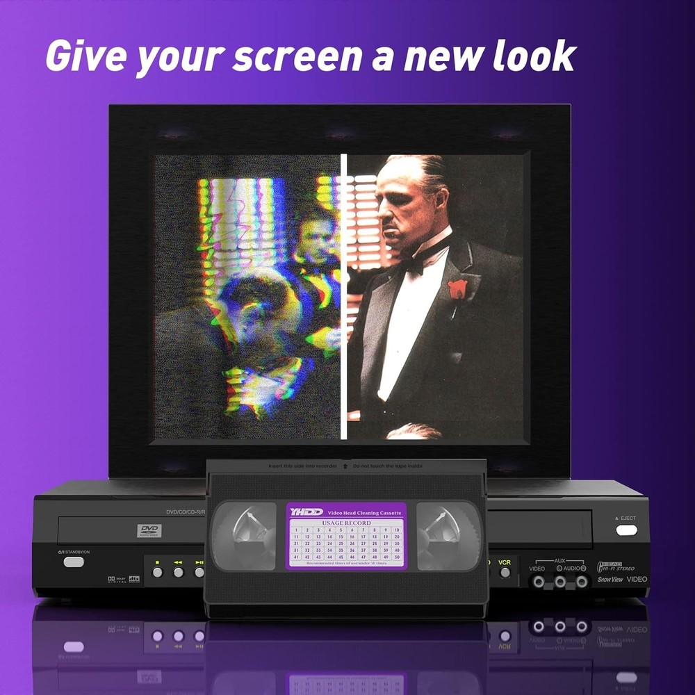 Dry Type VCR Head Cleaner Tape - Safe, Reusable Solution for VHS Playback
