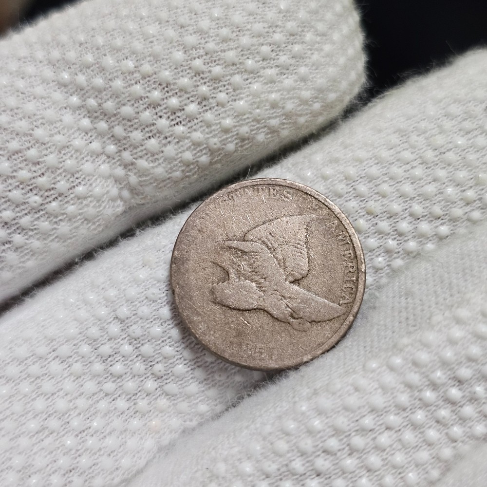1857 Flying Eagle Cent Uneven Strike Or Wear Struck Thru?