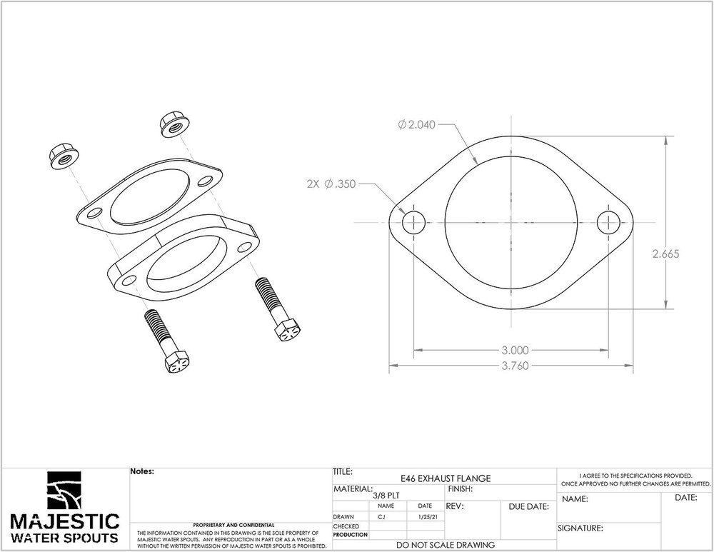 E46 M54 Exhaust Header Flanges from Manifold to Midsection Pipe - 3/8" Thicc