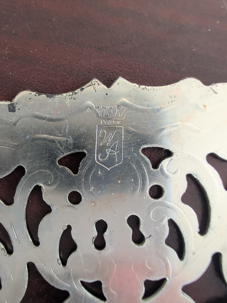 Vintage William Adams Italy Trivet 7.5" Silver Plate Diameter 'S' Monogrammed