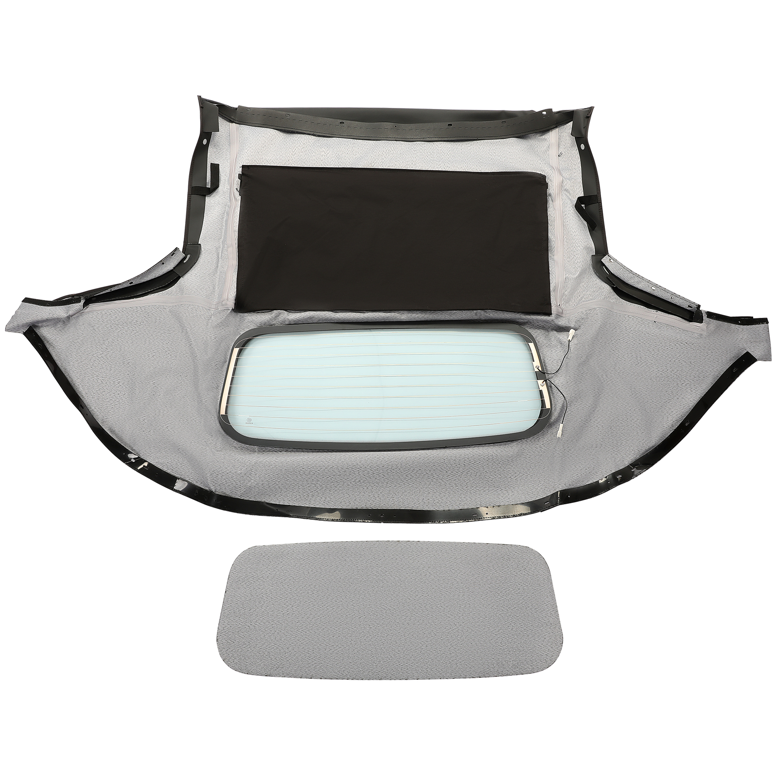 HECASA For 90-05 Mazda Miata Convertible Soft Top w/ Glass Window & Rain Rail