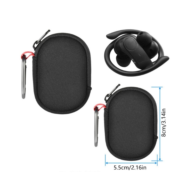 Water Resistant Earphone Case With Soft Interior And Portable Attachment Hook
