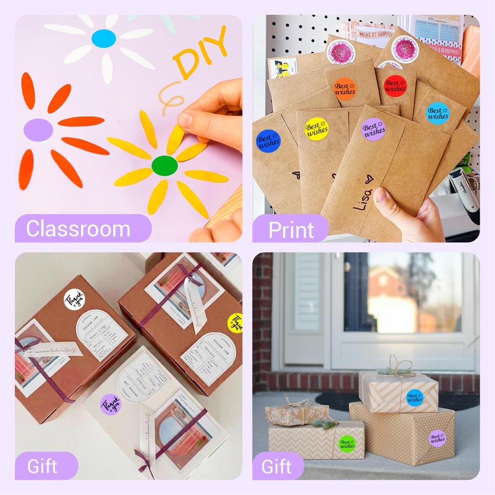 1 Inch Circle Dot Stickers 1000 PCS Color Coding Thermal Labels Dots Writable...