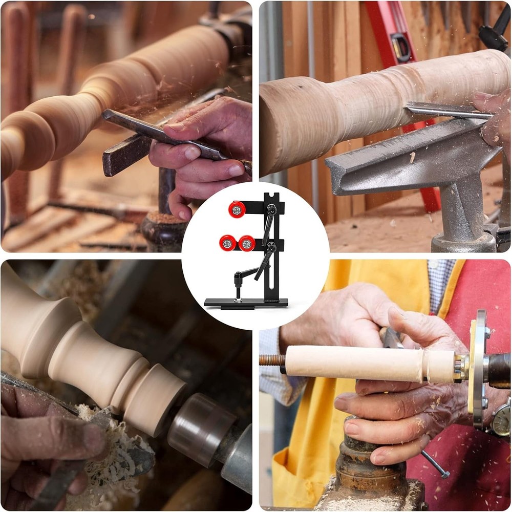 Stable Wood Lathe Steady Rest Tool for Enhanced Performance - Easy Adjustability