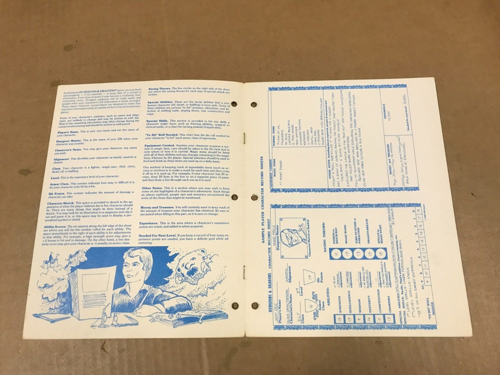 Vintage 1981 Dungeons & Dragons Player Character Records Sheet - TSR