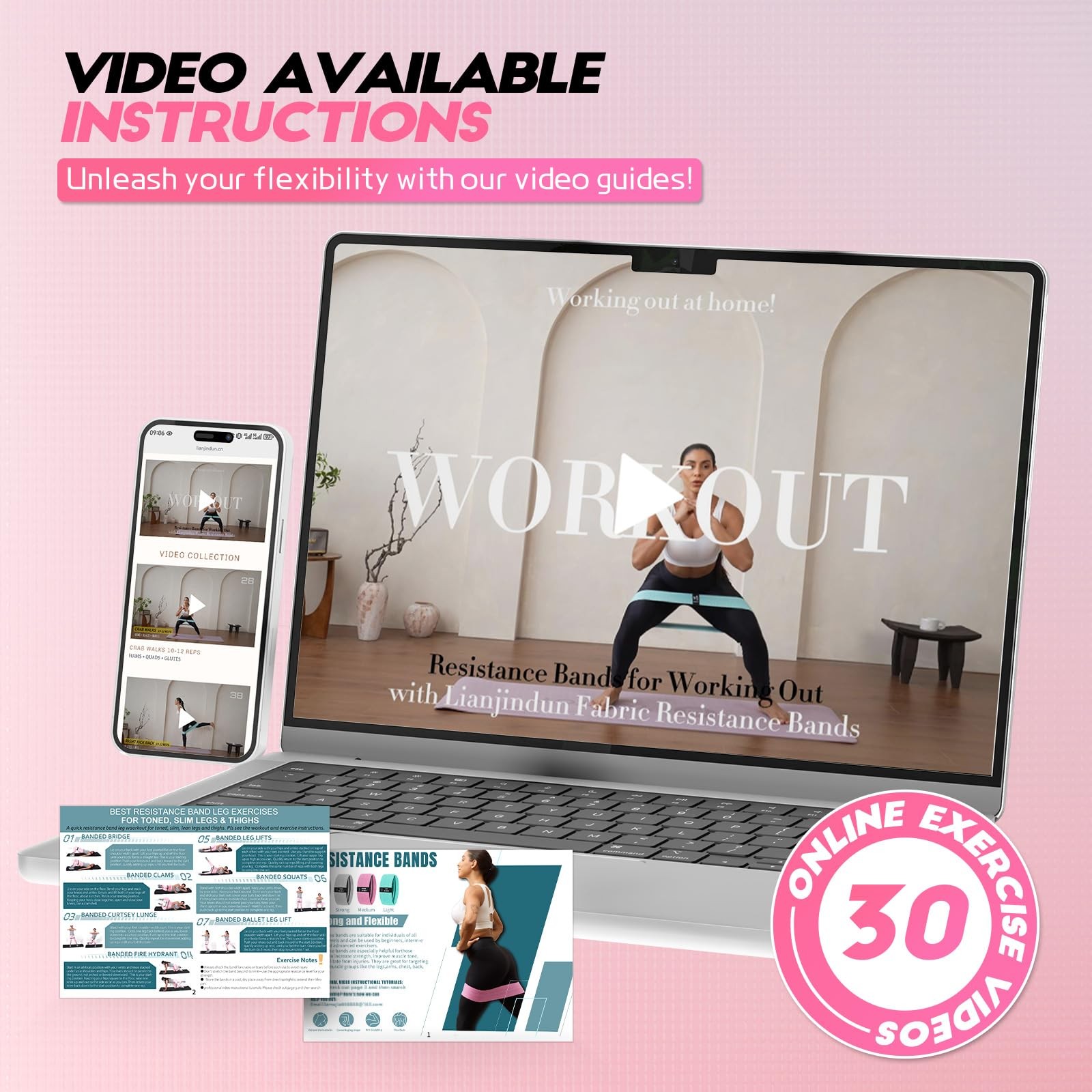 Resistance Bands for Working Out with Guide, 4 Workout Bands for Women & Men,...