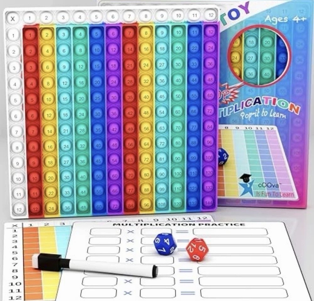 Multiplication Chart Pop It - Multiplication Game Board, 12X12 Times Table Math