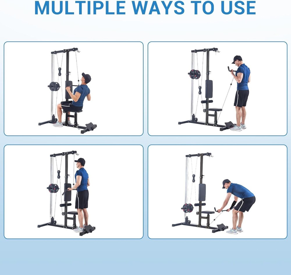 LAT Pull Down & Low Row Cable Machine Pulley Station with Adjustable Leg Support