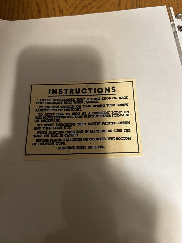Gotlieb Strength Tester Instruction Card