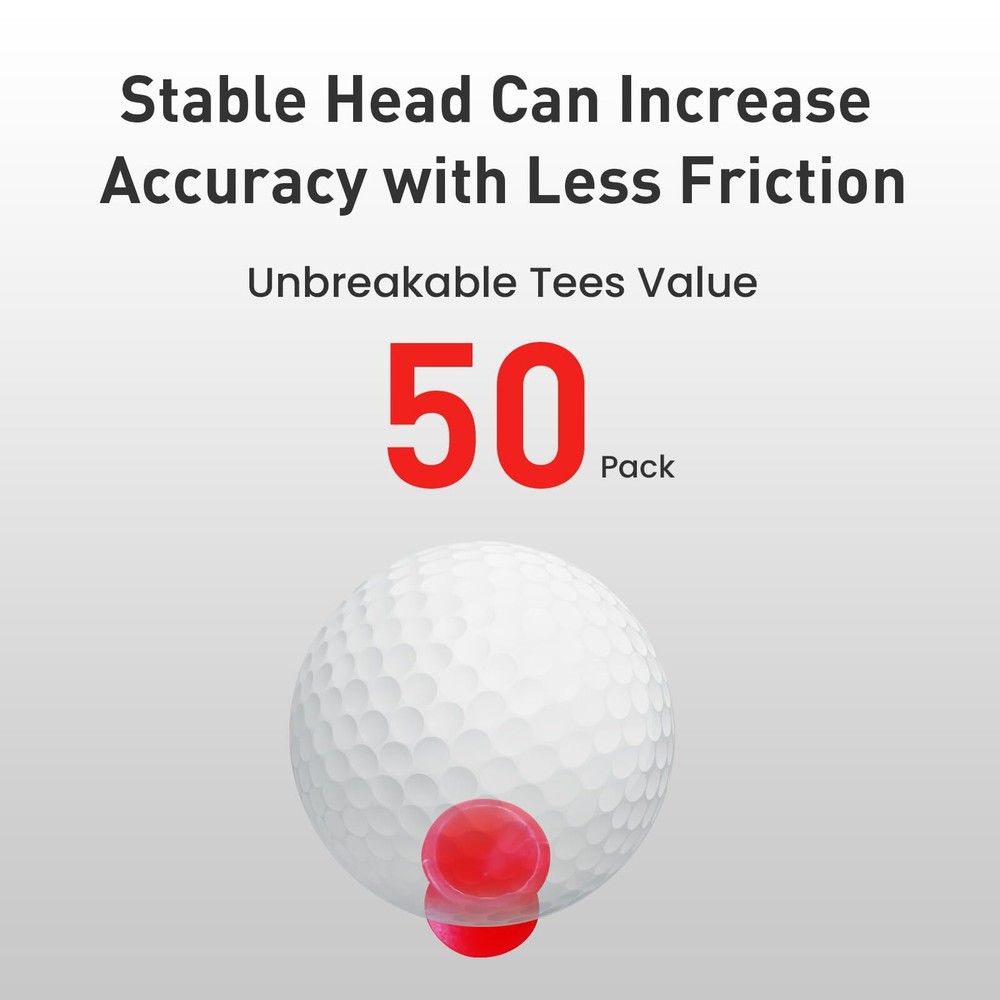 Golf Tees Step Down Plastic Unbreakable 50 Pack 1 1/4 inch 32 mm Red Reusable...