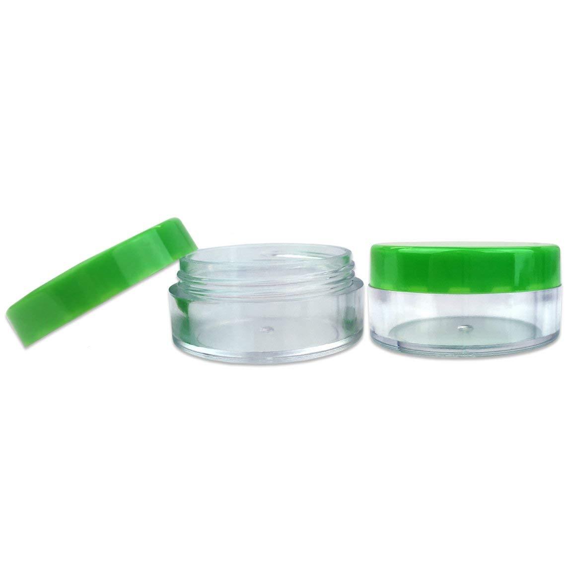 Beauticom® (1000 Pieces) 10G/10ML Round Cosmetic Clear Sample Jars Green Lids